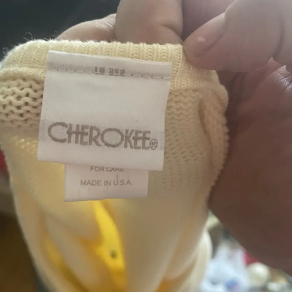 NWT Cherokee Womens Cream Vanilla LARGE Knit Sweater Vest 100% Cotton Vintage - Picture 6 of 15
